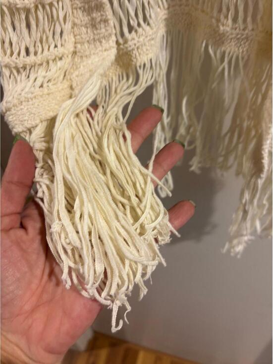 American Eagle Boho Crochet Fringe Cardigan XS Kimono Festival Beach Cover Up - Picture 3 of 5